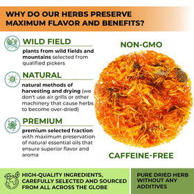 WildField Herbs calendula tea bags pack, simple steeping for quick caffeine-free moments