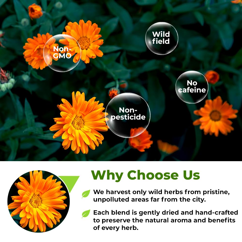 Wildfield Herbs Calendula Tea quality control ensures consistent aroma and color.