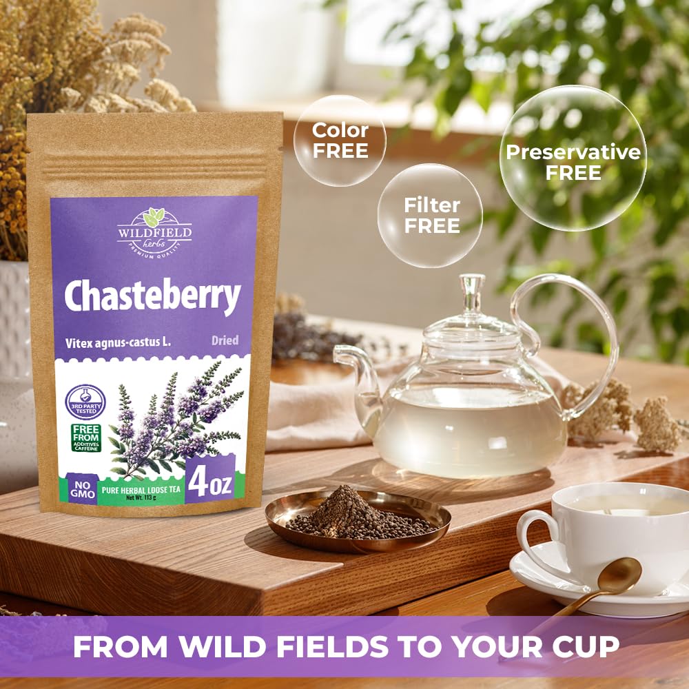 Wildfield Herbs Chaste Tree Berry Tea strong aroma ready to brew