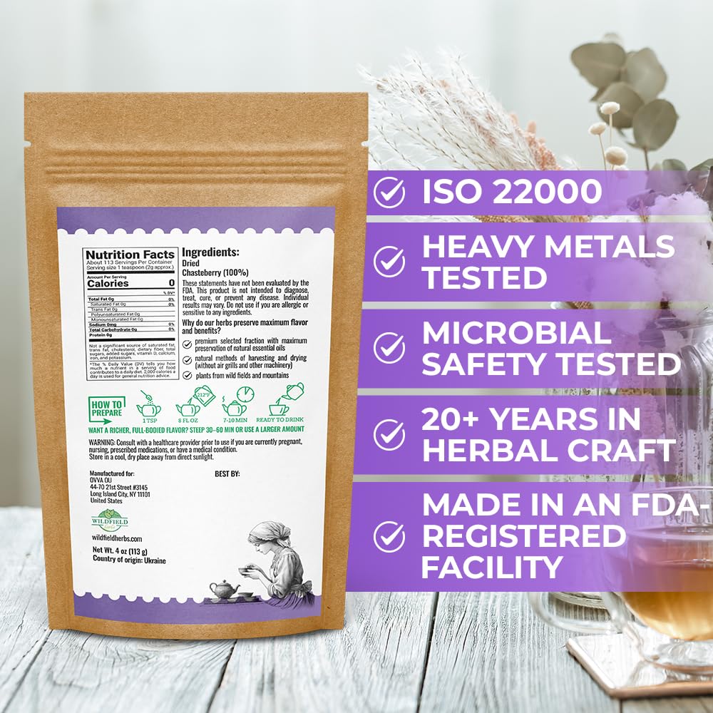 Wildfield Herbs Chaste Tree Berry Tea from Europe origin highlighting traditional sourcing