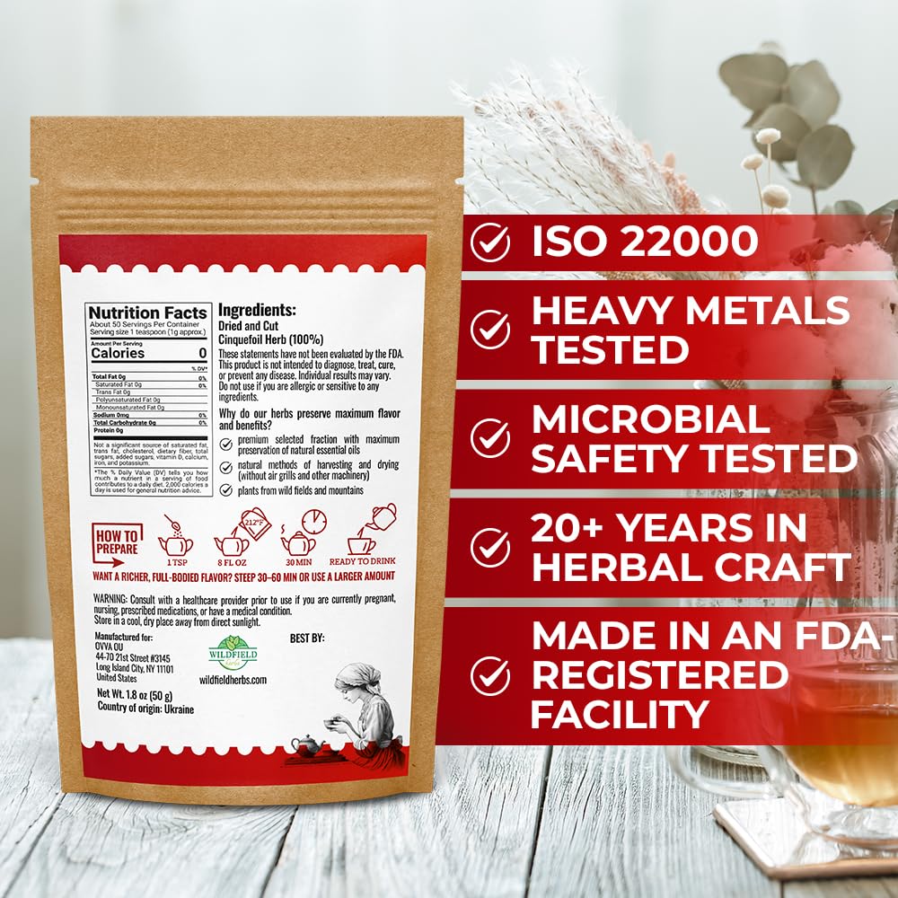 Wildfield Herbs Cinquefoil tea European origin hints trusted sourcing and consistent quality