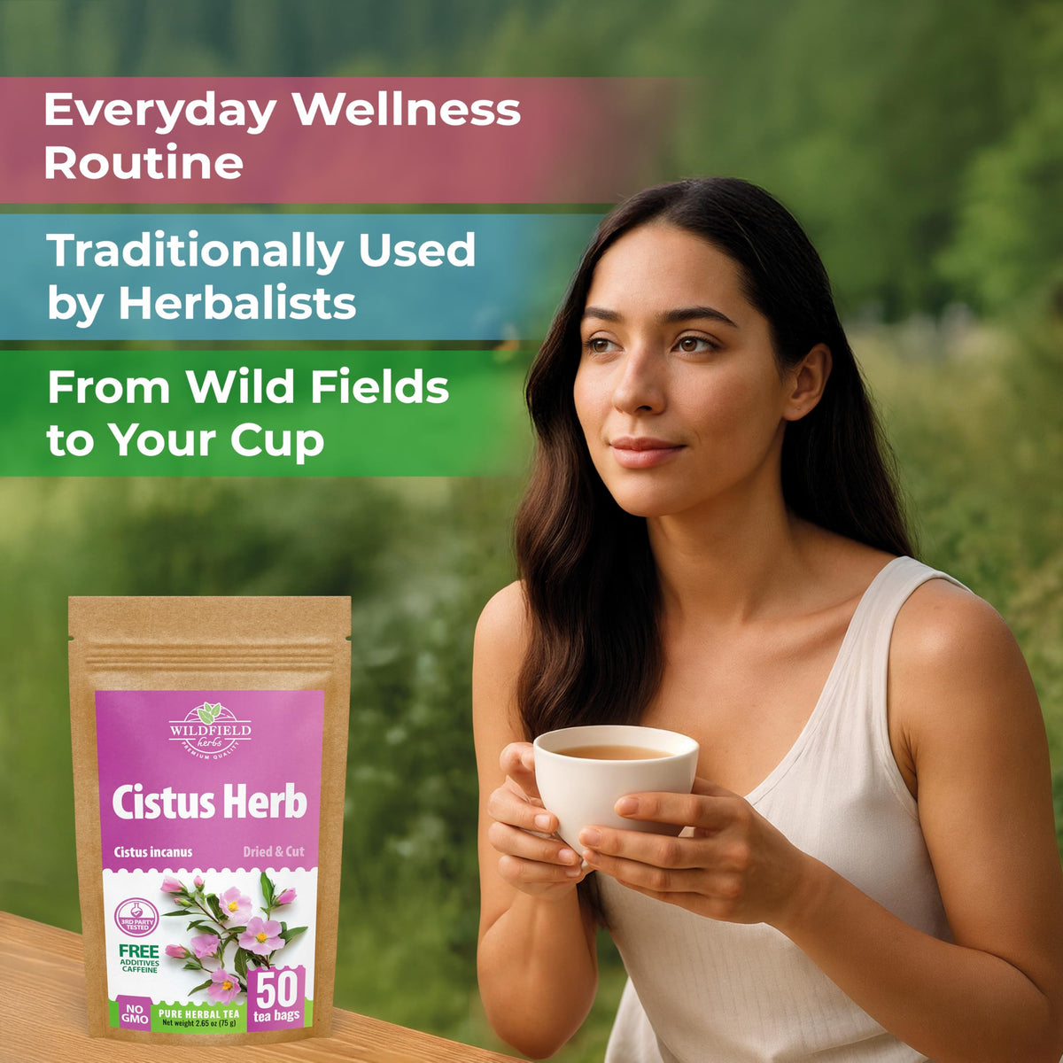 Wildfield Herbs Cistus Tea brew steep captures strong aromatic notes