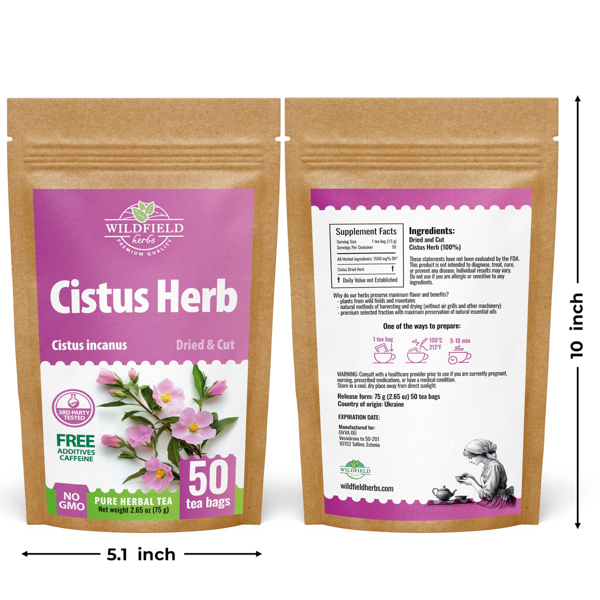 Wildfield Herbs Cistus Tea cup serve with inviting aroma