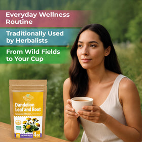 Wildfield Herbs dandelion tea aroma fills the kitchen during infusion