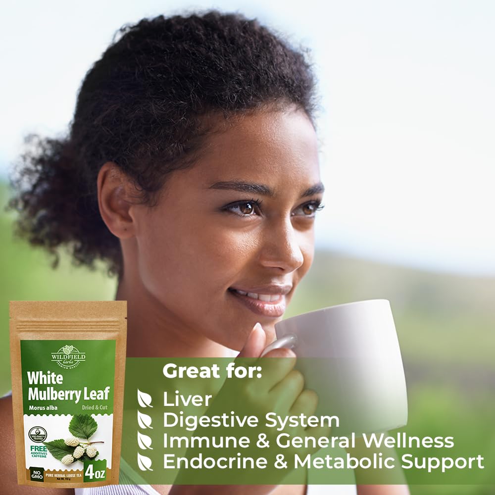 WildField Herbs Dried mulberry leaves ready for a cozy daily cup.