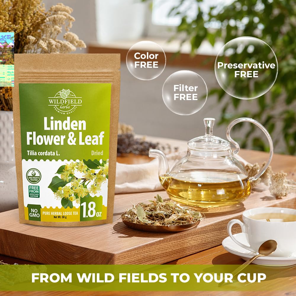 Wildfield Herbs European origin Linden tea evokes countryside flavor