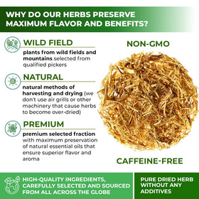 Wildfield Herbs European-origin nettle root tea emphasizes quality and origin