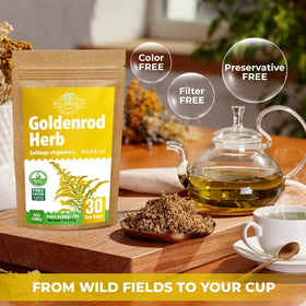 Wildfield Herbs Goldenrod Tea European origin label on packaging.