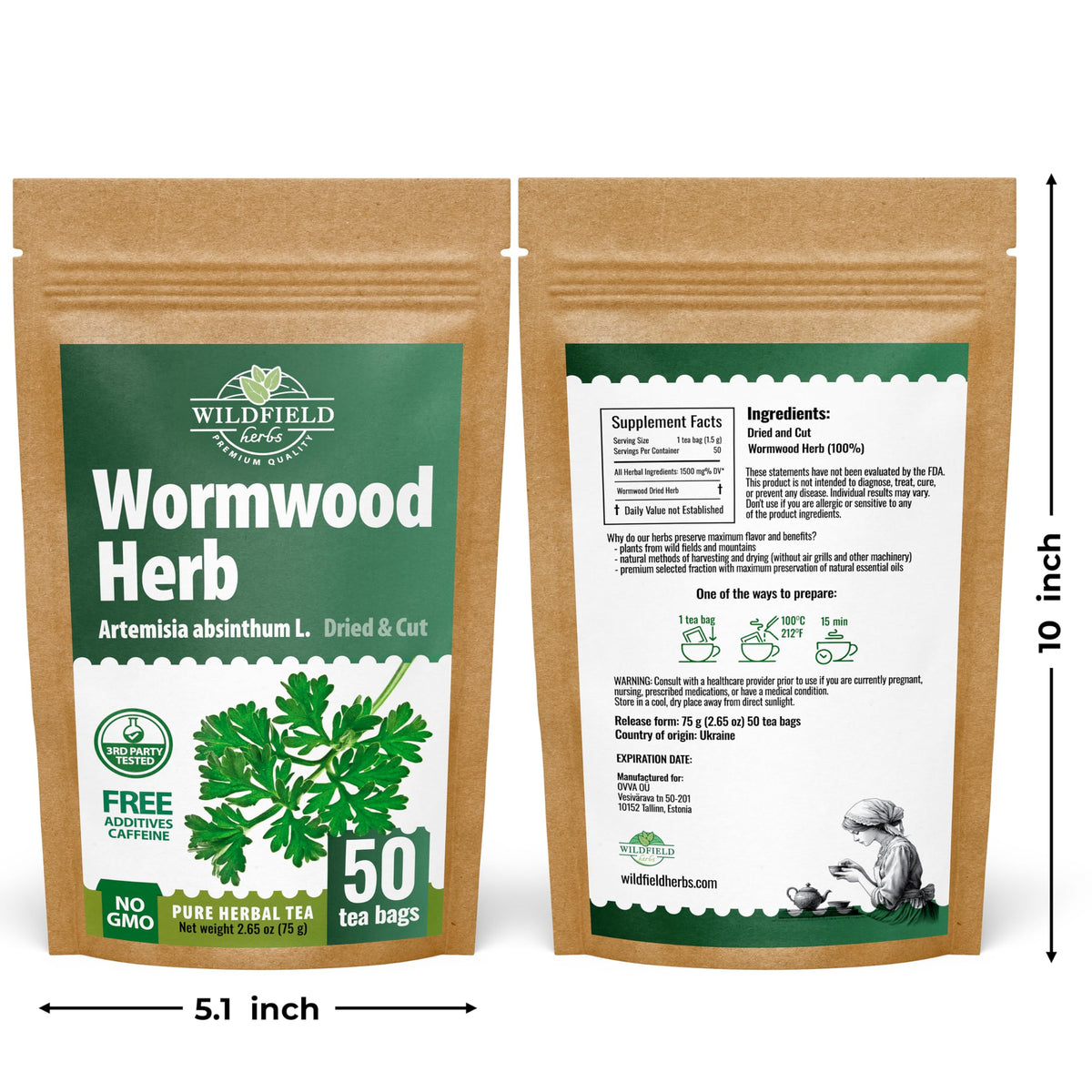 Wildfield Herbs hermetically sealed packaging preserves freshness.