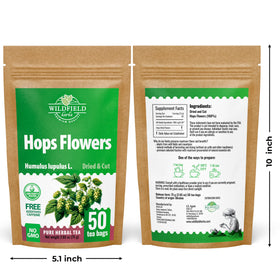 Wildfield Herbs Hop Tea box packaging designed for fresh, easy brewing.