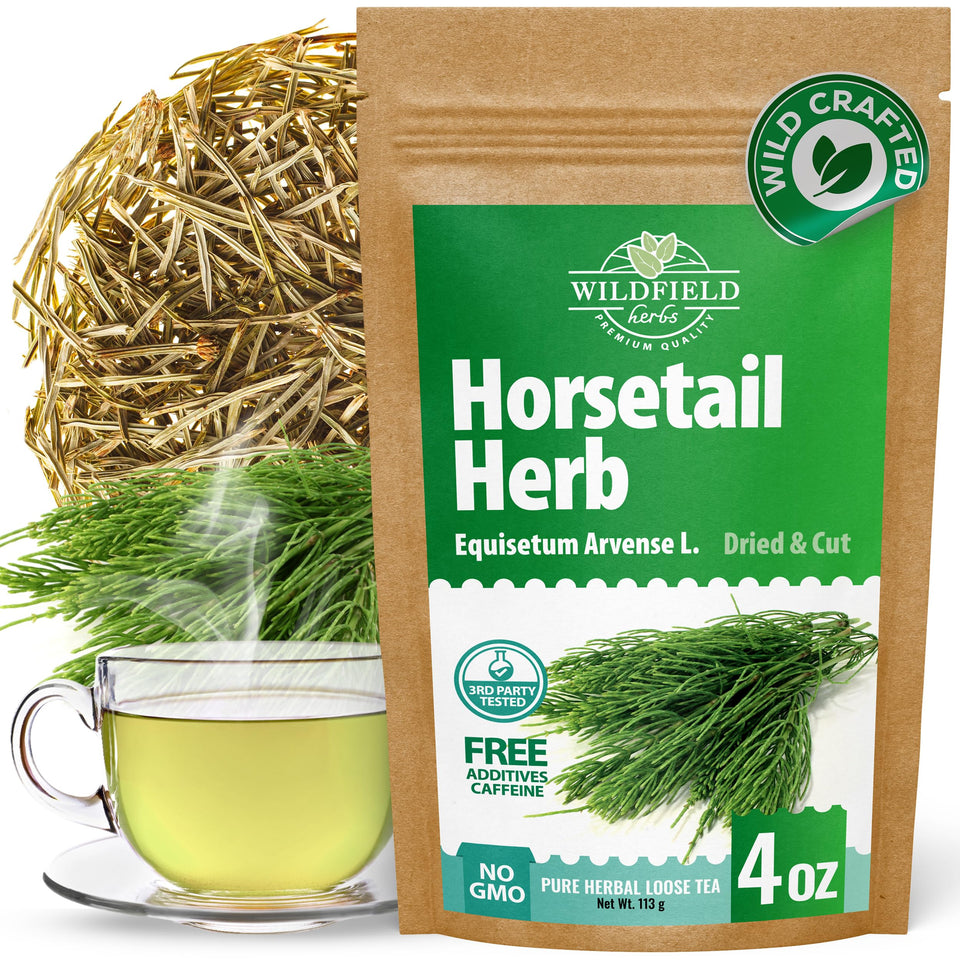 Wildfield Herbs Horsetail Tea bottle for easy brewing and aroma