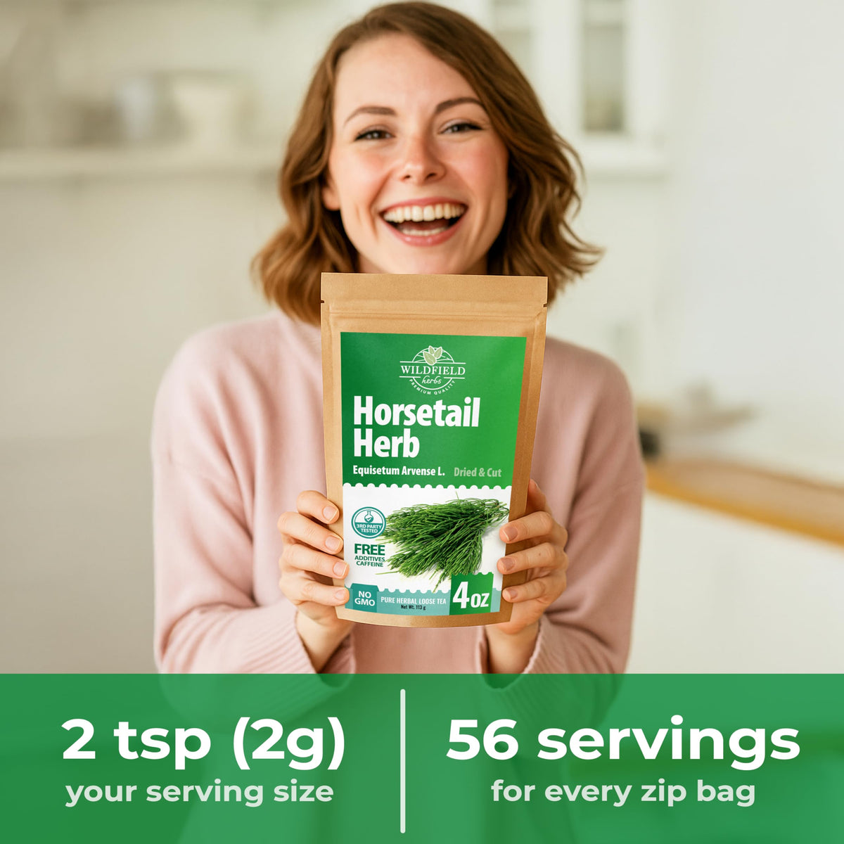 Wildfield Herbs Horsetail Tea label with 4 oz packaging details