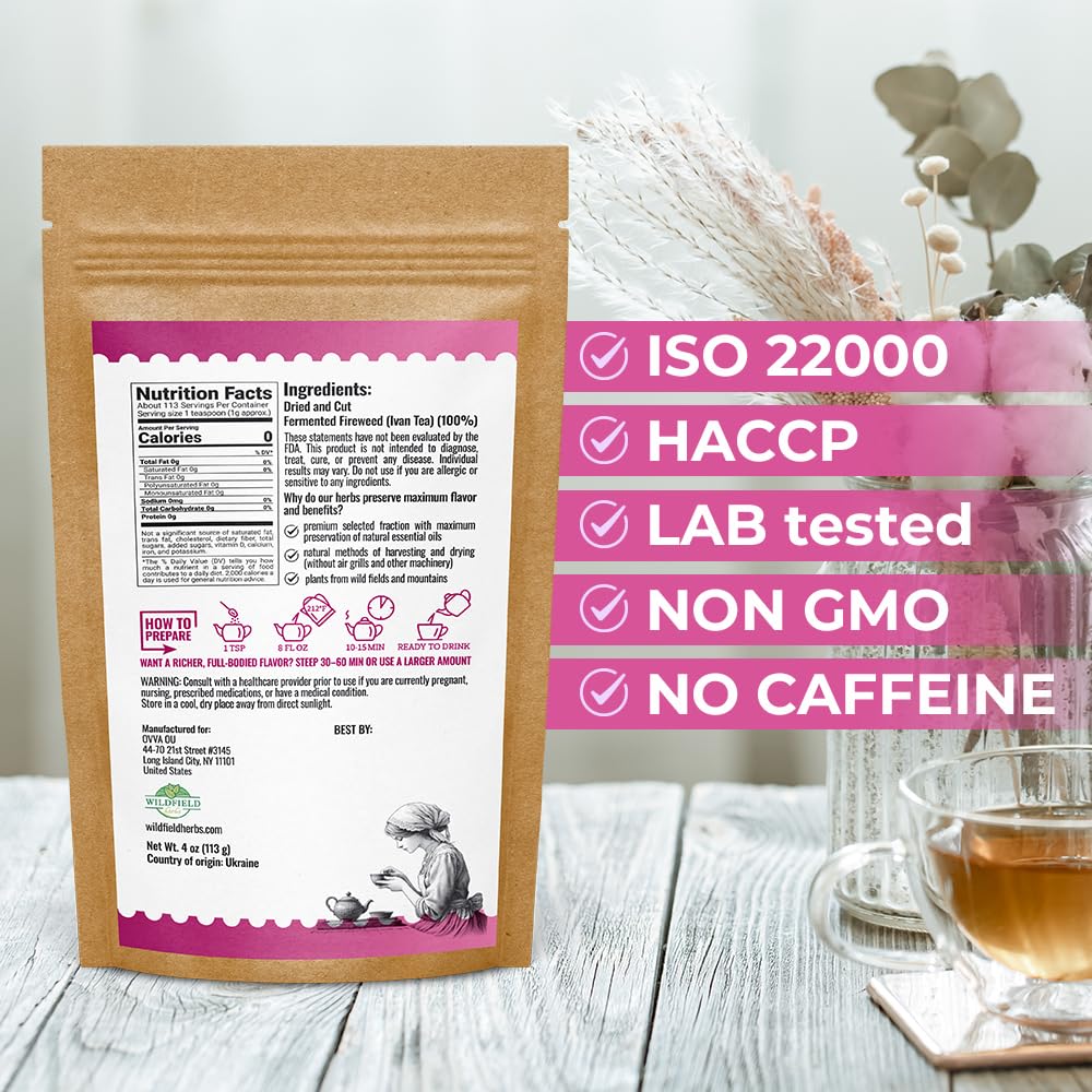 Wildfield Herbs Ivan Chai loose leaf offers a robust, aromatic herbal brew.