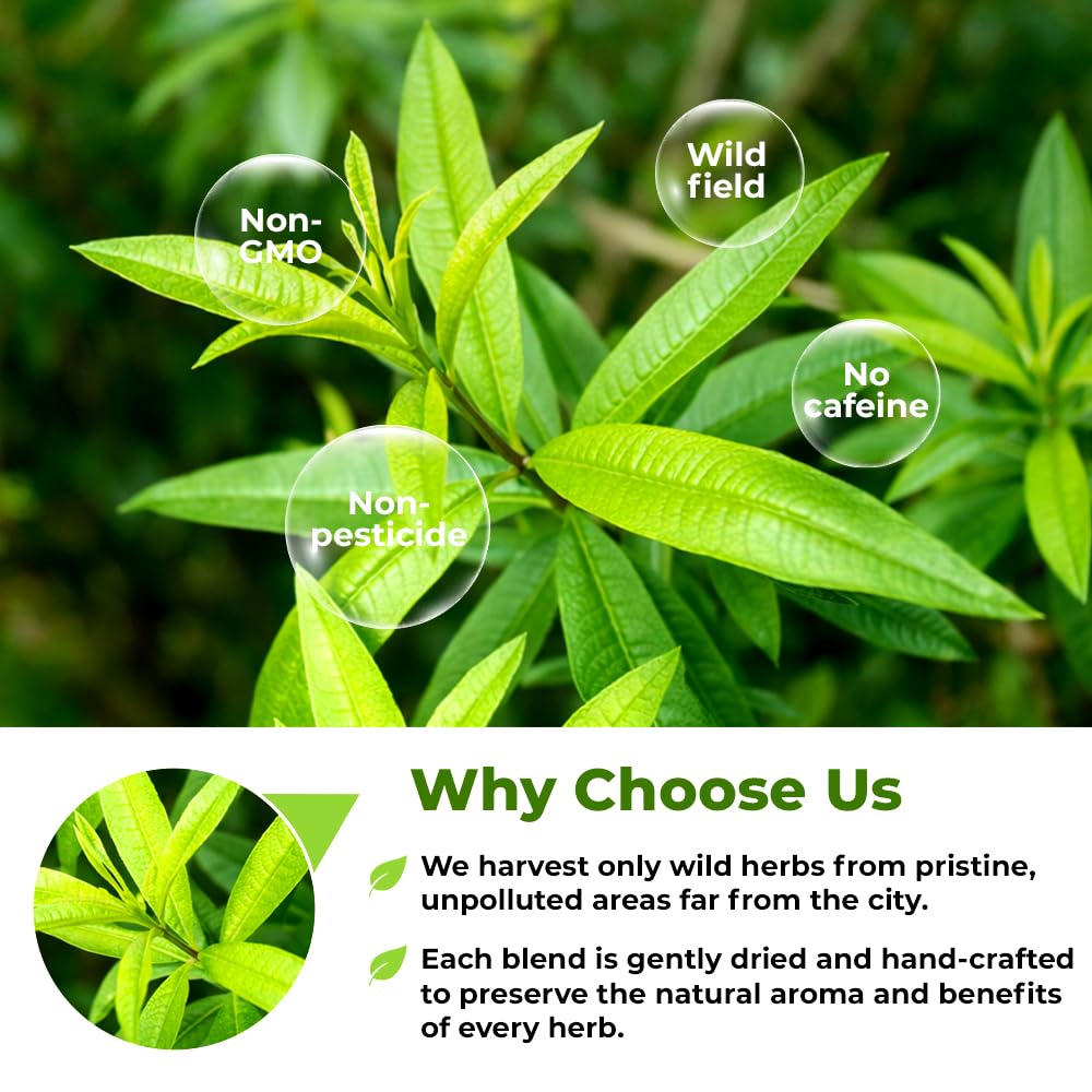 Wildfield Herbs Lemon Verbena herb pile close-up—pure, high-quality leaves for daily use.