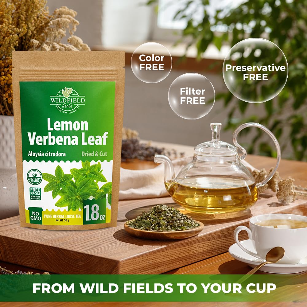 Wildfield Herbs Lemon Verbena packaging seal—fresh aroma preserved for every batch.