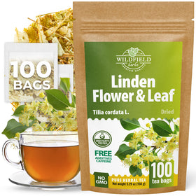 Wildfield Herbs Linden Tea bags in packaging showing freshness