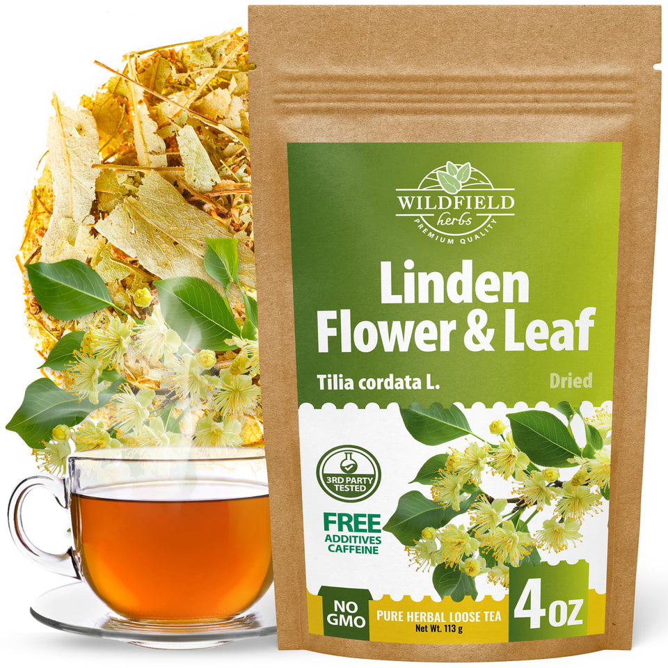 Wildfield Herbs Linden Tea box front — premium packaging preserves aroma.