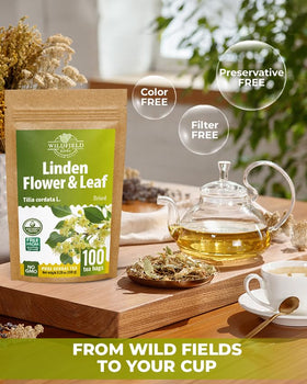 Wildfield Herbs Linden Tea boxes stacked for gifting