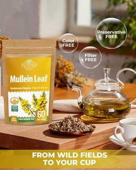 Brewing with loose leaves preserves aroma and natural character of Wildfield Herbs mullein