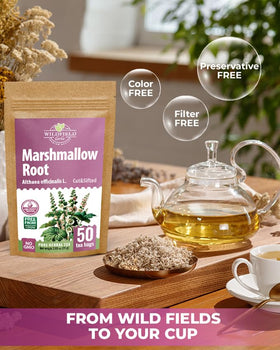 Wildfield Herbs marshmallow root tea aroma hints at subtle sweetness.