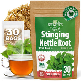 Wildfield Herbs nettle root tea bag box displayed for fresh herbal brewing