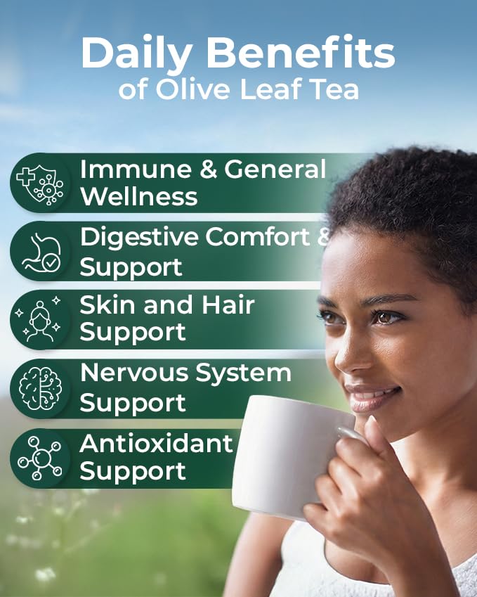 Wildfield Herbs Olive Leaf Tea bags closeup highlighting quality and aroma.