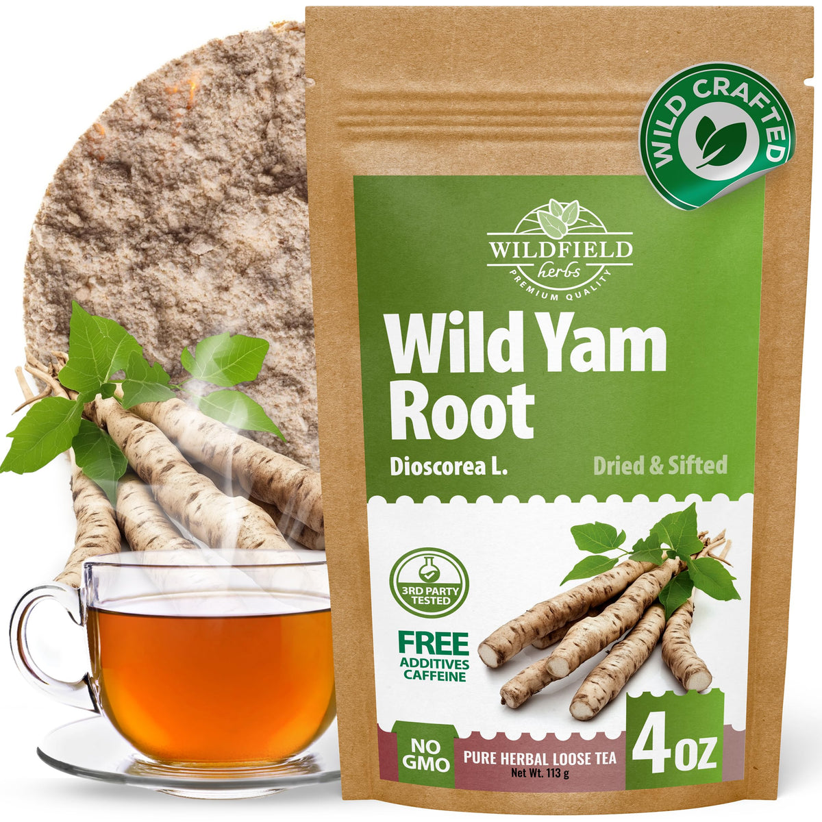 Wildfield Herbs packaging focuses on premium freshness for daily tea rituals.