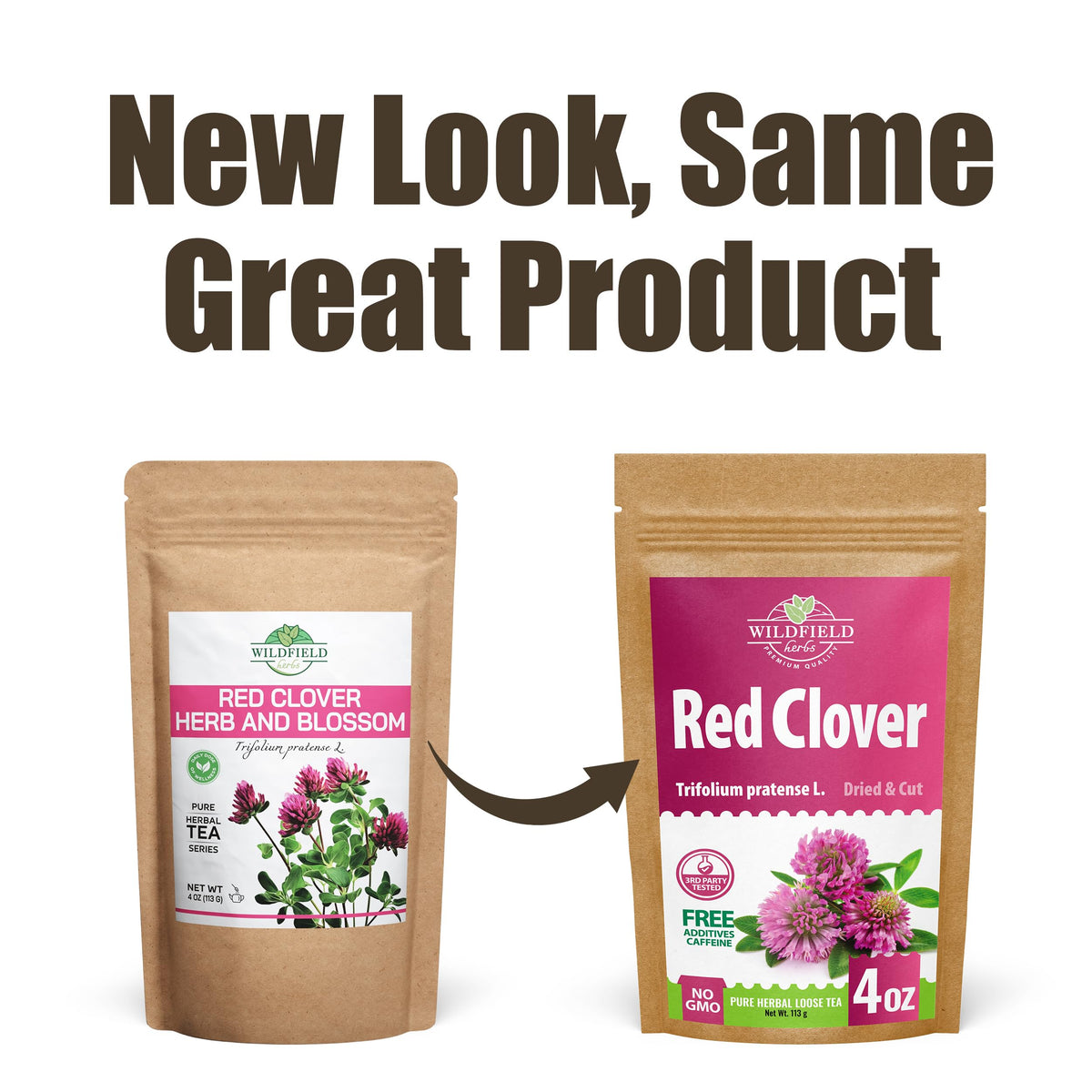 Wildfield Herbs Red Clover tea dried bulk in bag, high-quality petals harvested for consistency.