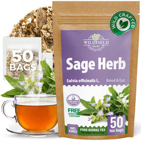 WILDFIELD HERBS Sage Tea Bags box preserves freshness for daily sage rituals