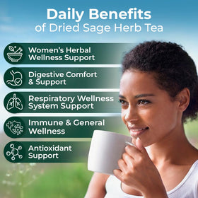 WILDFIELD HERBS Sage Tea Bags closeup shows 1.5 g portions of Salvia officinalis