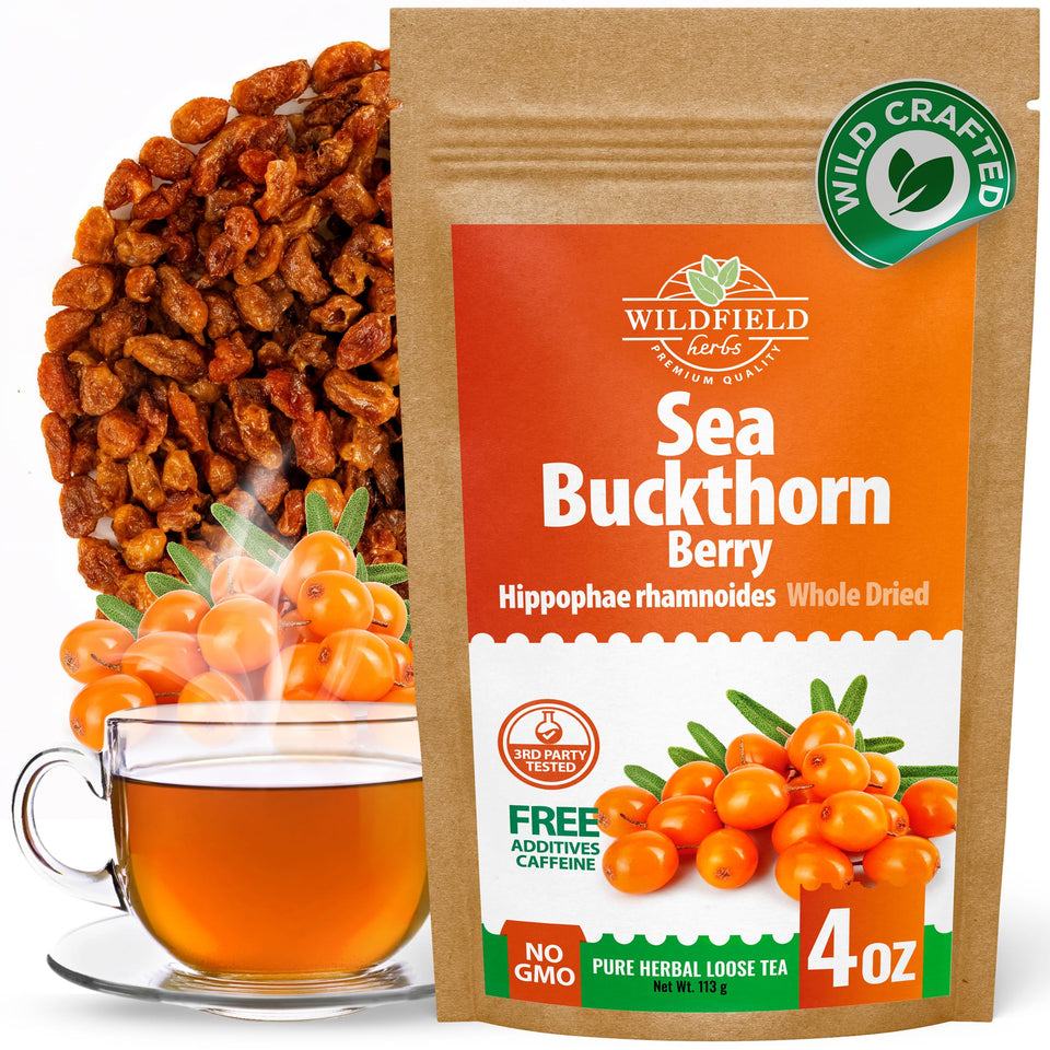 WILDFIELD HERBS Sea Buckthorn Berry Tea packaging preserves freshness and aroma.