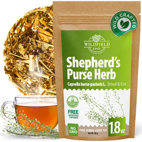 Wildfield Herbs Shepherds Purse Tea bag, ready for a comforting cup