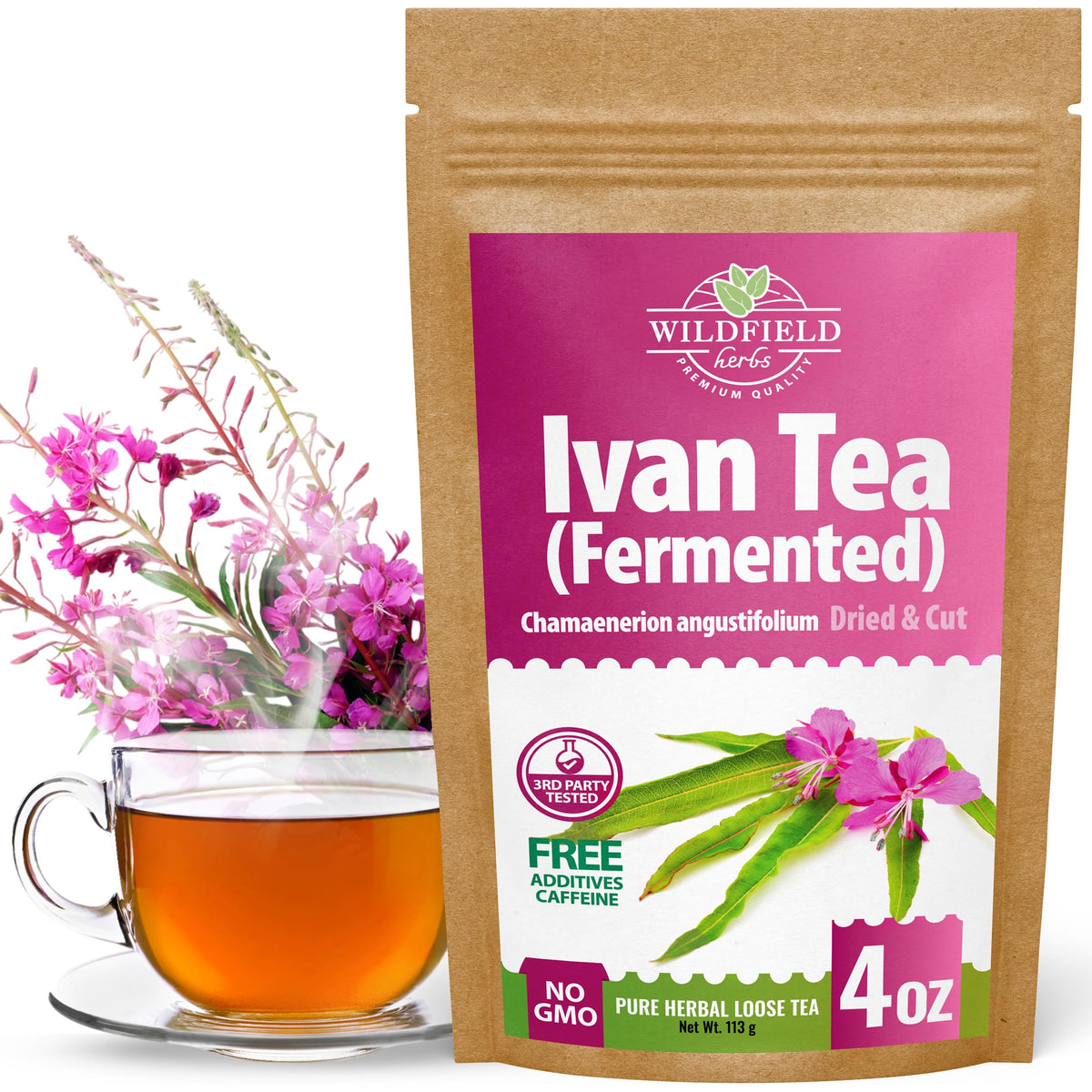 Wildfield Herbs Siberian Fireweed Tea Blooming Sally leaves deliver a fragrant infusion.