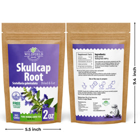 Wildfield Herbs Skullcap Tea brew moment, suggesting a calm, relaxing routine