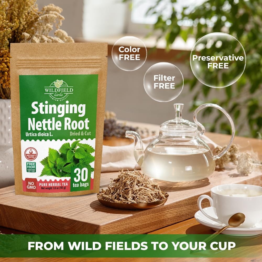 Wildfield Herbs tea brew in cup shows inviting aroma and flavor