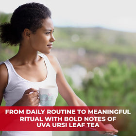 Hermetically sealed packaging preserves freshness and aroma of this Uva Ursi tea.