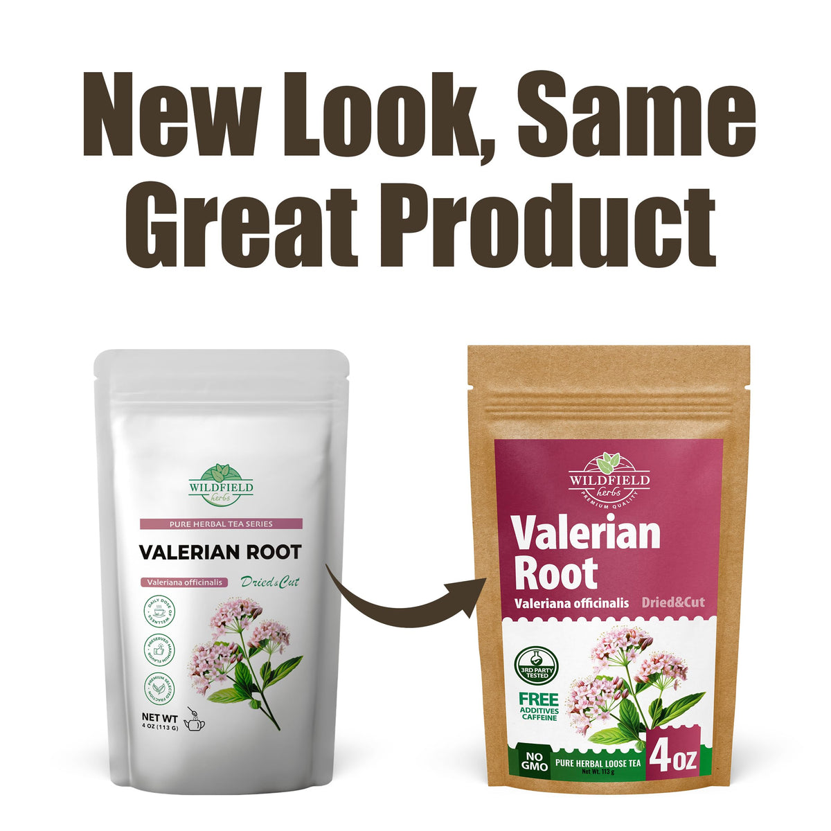 Wildfield Herbs European-sourced valerian root adds premium origin detail.