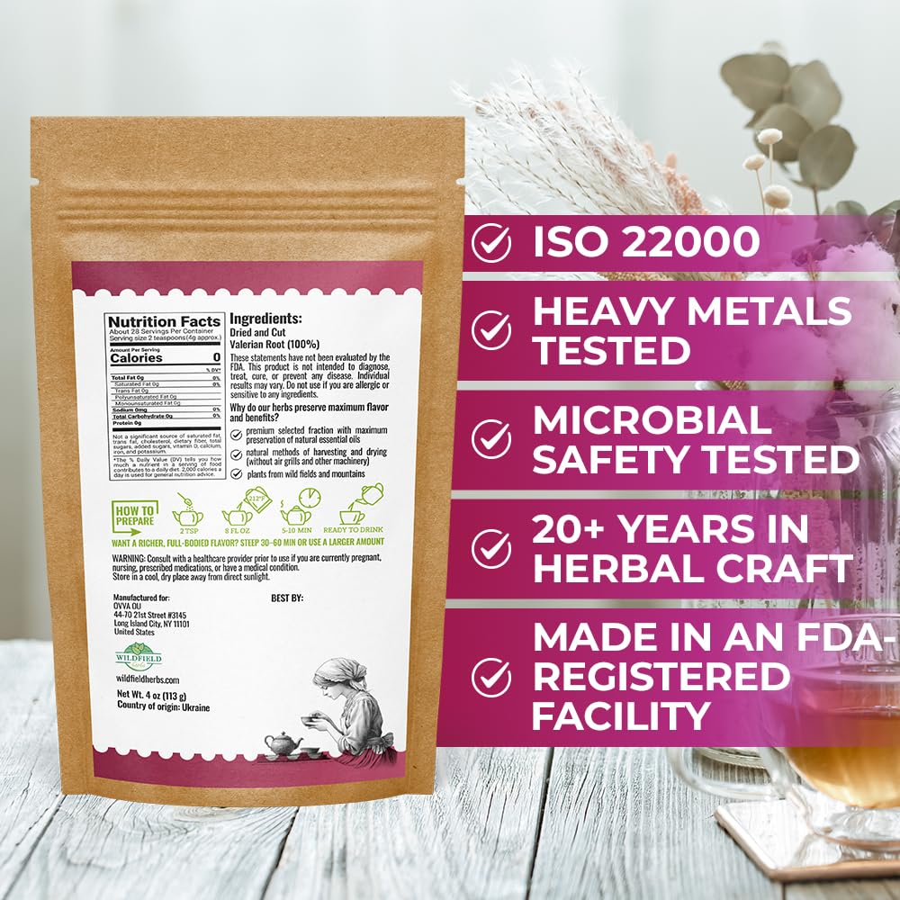 Wildfield Herbs dried valerian roots feature hygienic processing and preserved fragrance.