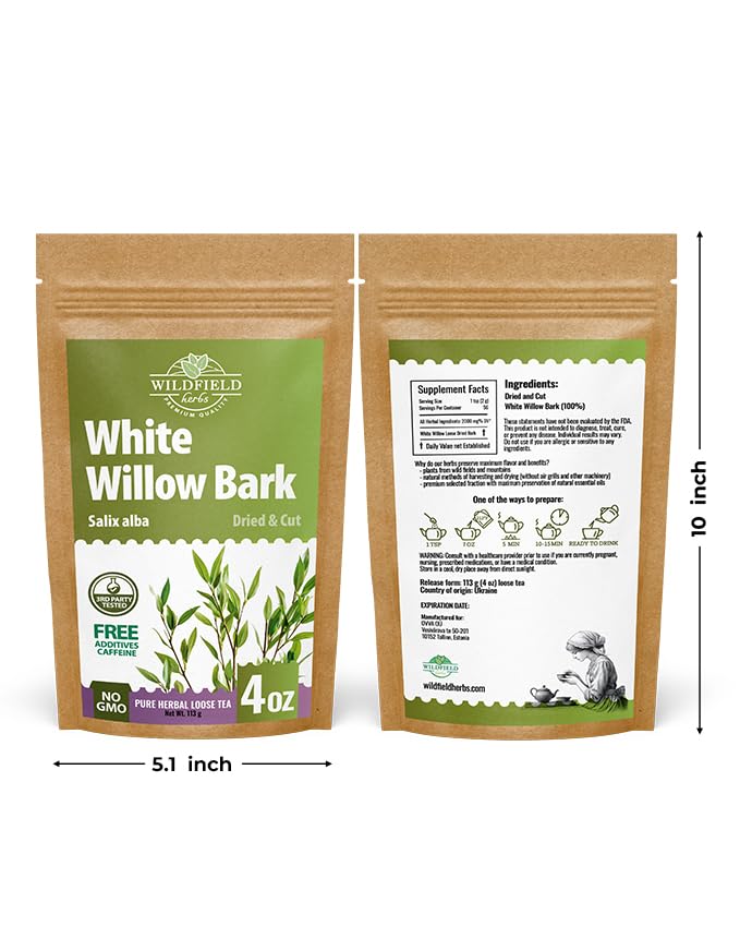 WILDFIELD HERBS white willow bark tea Europe origin label signals European sourcing
