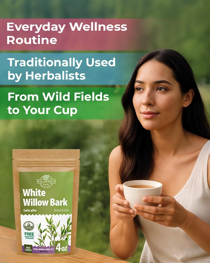 WILDFIELD HERBS white willow bark tea scent closeup highlighting rich aroma