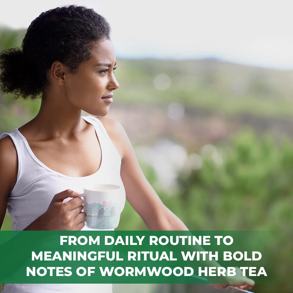 Wildfield Herbs Wormwood Tea weight label shows 113 g packaging.