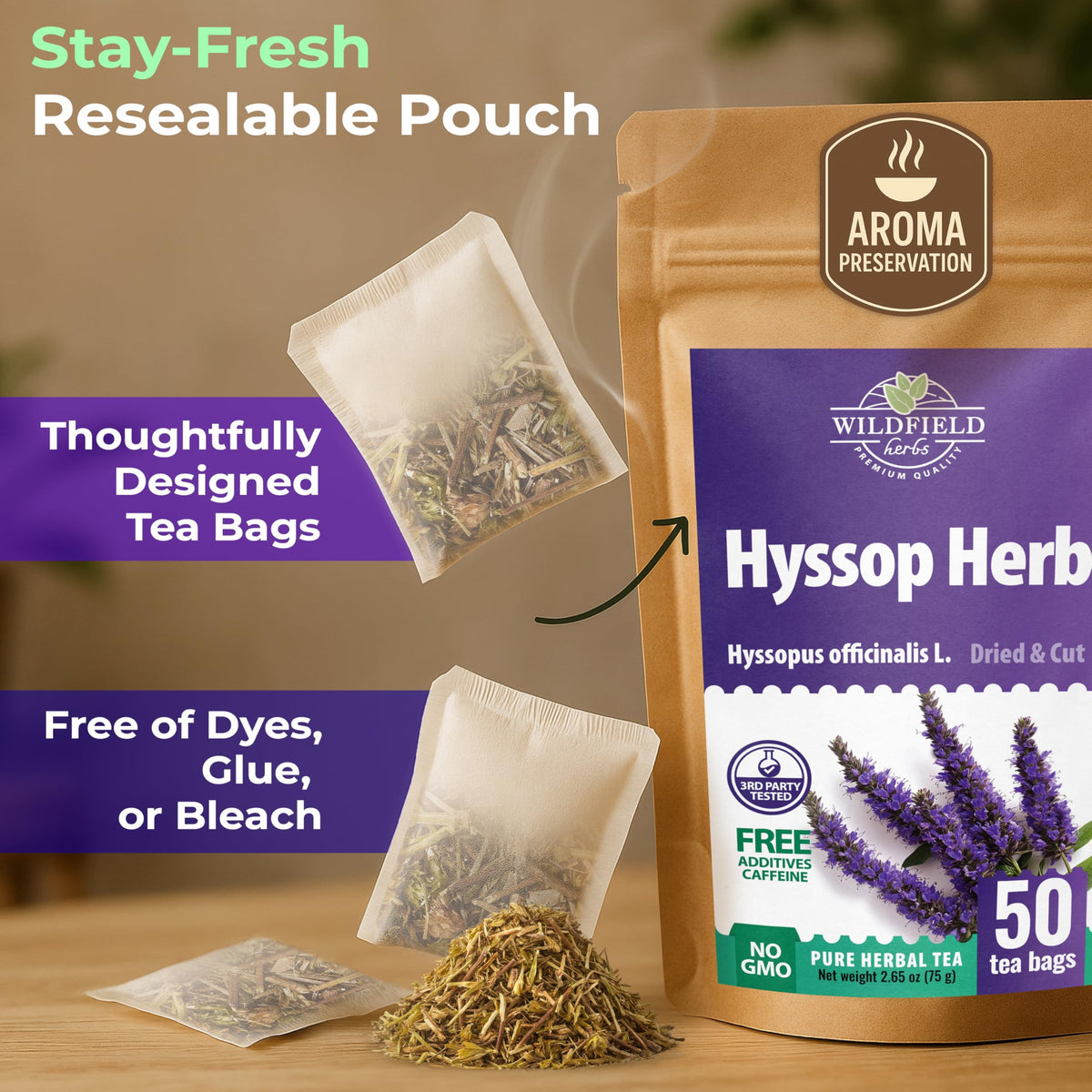 Wildfield Hyssop aroma closeup highlights fresh herbal character and clean scent
