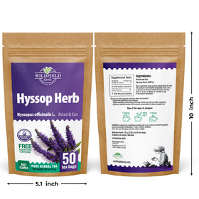 Wildfield Hyssop label closeup emphasizes quality and origin