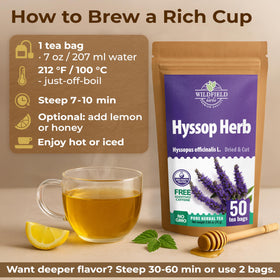 Wildfield Hyssop steeping steam invites a comforting, aromatic tea moment