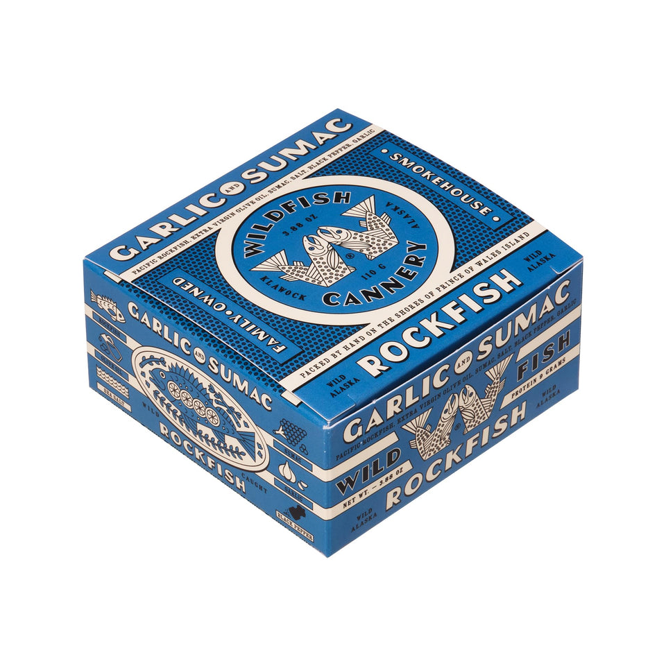 Wildfish Cannery rockfish can with garlic and sumac for quick, flavorful meals.
