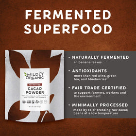 Wildly Organic cacao powder added to yogurt or smoothie for versatile use