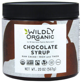 Wildly Organic Chocolate Syrup bottle with a rich pour for desserts.
