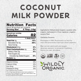 Wildly Organic coconut milk powder with a measuring scoop for easy portioning