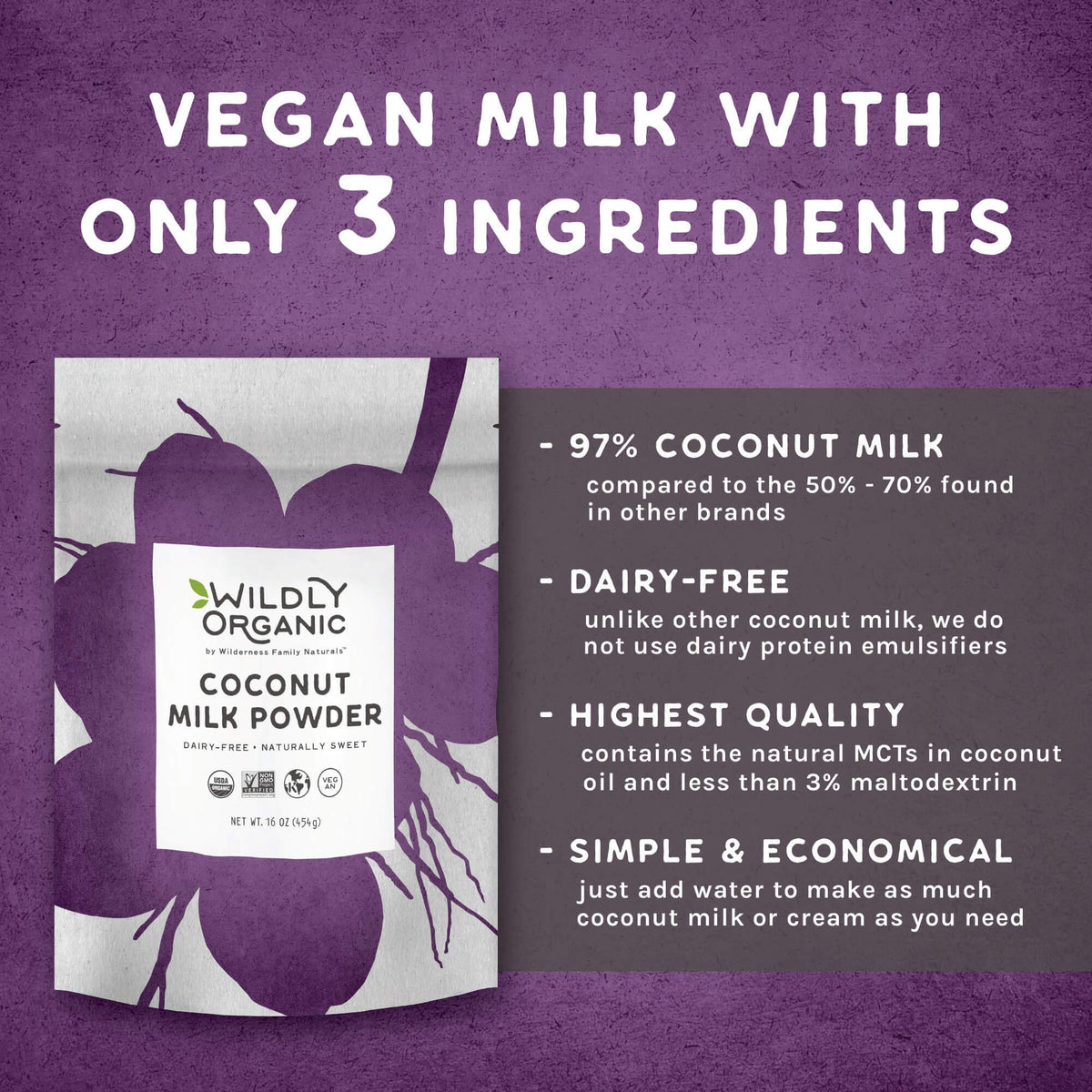 Wildly Organic vegan coffee creamer made with coconut milk powder