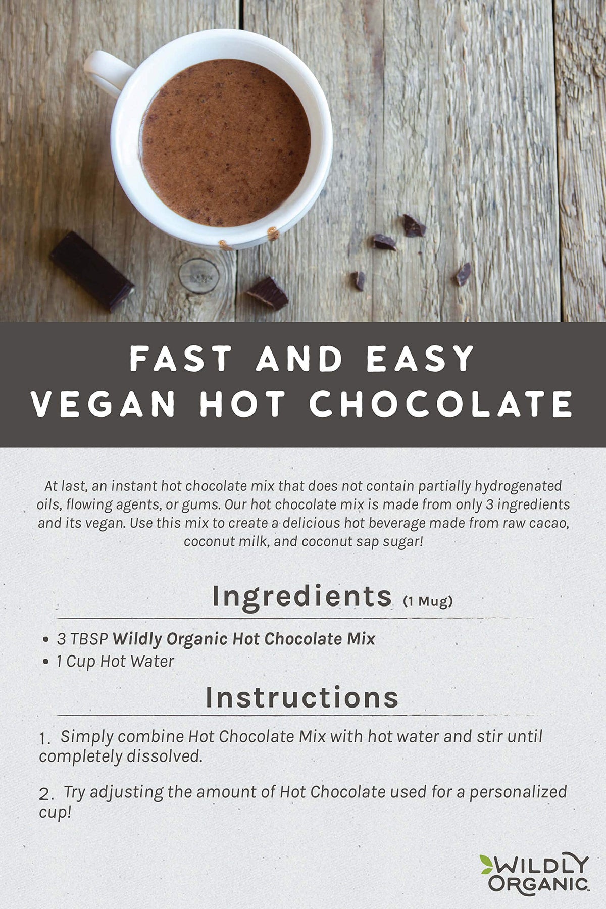 Wildly Organic three-ingredient set featuring cacao, coconut sugar, coconut milk powder.